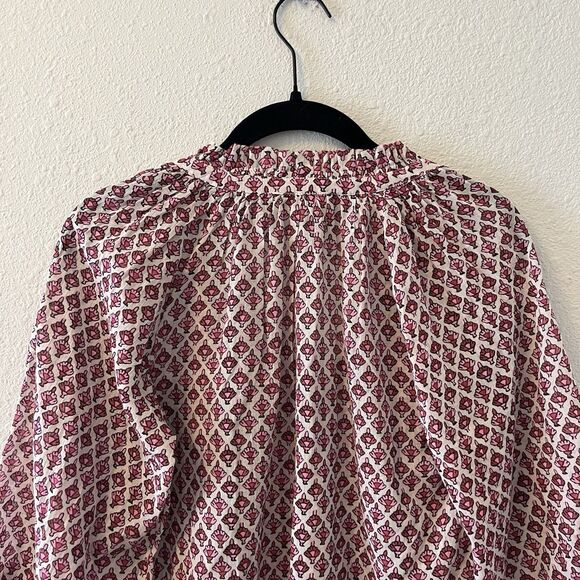 M.A.B.E Women's Blouse Size XS Cotton Viti Printed Top Whimsical Cottage Boho - Picture 12 of 15